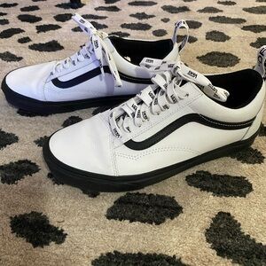 Vans - white leather- size 10 women/ 8.5 men